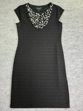 Dressbarn Collection Black Jeweled Beaded Tiered Sheath Dress Women’s 8 Party