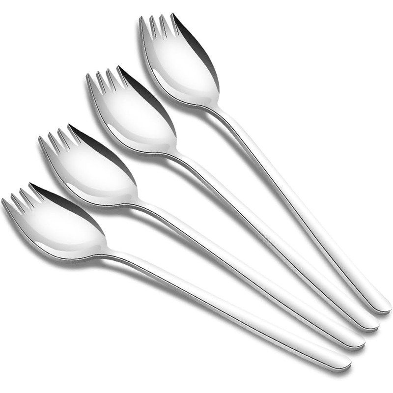 Sturdy 2-in-1 Stainless Steel Sporks Set Dishwasher Safe Camping & Dining New