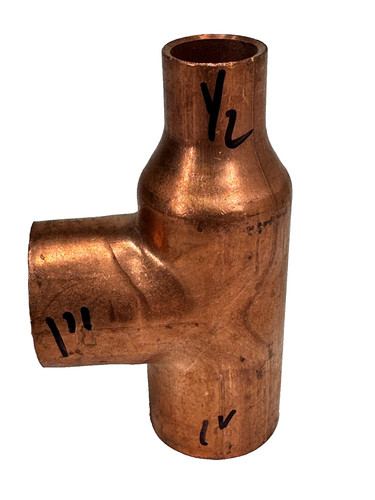 MUELLER Reducing Tee 1" x 1/2" x 1" CTS Solder Joint Copper Sweat Fitting