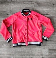 Under Armour Cold Gear Girl's Youth XLG Snap Button Jacket Hot Coral Pink