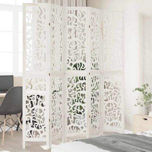 Room Divider Privacy Screen Room Partition White Solid Wood Paulownia vidaXL - Picture 7 of 58
