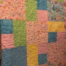 Handmade Girl Mermaid/Butterfly Quilt 56  x 44   With Blue Cotton Backing