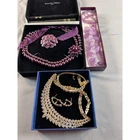 Vintage Style Costume Jewelry Lot Pearl Rhinestone Necklace Bracelet Earring Set