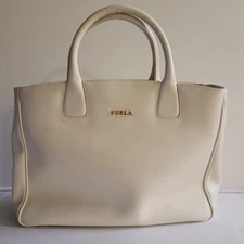 Furla White Genuine Leather Purse Handbag Made In Italy Missing Long Strap