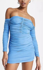 REBELLIOUS FASHION Bandeau Bodycon Mini Dress in Blue  UK 16   (DRP4-15)