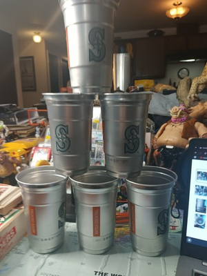 #ad 6 Aluminum Batch Cocktail Beer Cups 16oz MLB Seattle Mariners T Mobile Park $31.53
