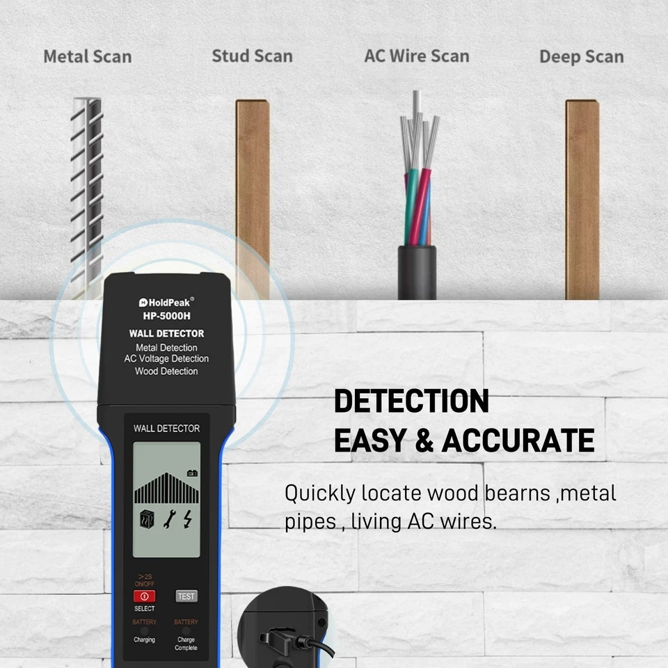 Digital Stud Finder Wood Metal Pipe Wire Wall Scanner LCD Detector Stud Sensor - Image 3 of 4