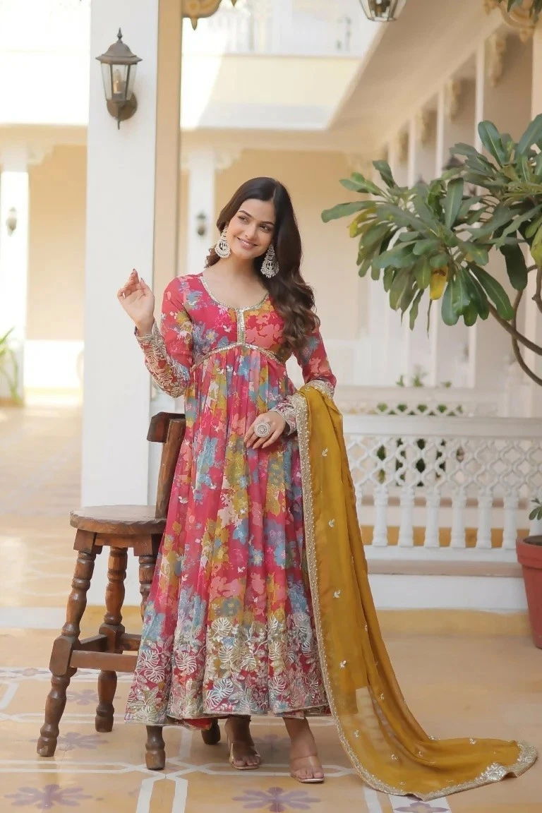 green glitter hoco dress Rose Gold Netted Long Anarkali Suit – Glam Fashion Hub