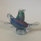 Murano Art Glass Bird Figurine, Multicolor, Hand Blown, Decorative, Italy