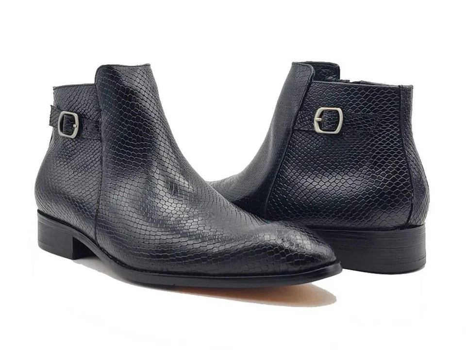 Python Printed Calfskin Buckle Strap Boot - Image 2 of 4