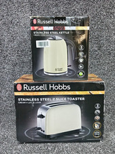 Russell Hobbs Stainless Steel Kettle 20415 and 2 Slice Toaster 23334 Set - Cream