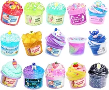 15 Packs Mixed Cloud Galaxy Butter Slime Kit,Non Sticky,Super Soft Sludge Toy,Bi