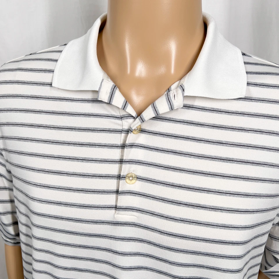 Camisa polo masculina Nike golfe média branca preta listrada Tour Performance Dri-FIT - Imagem 2 de 4