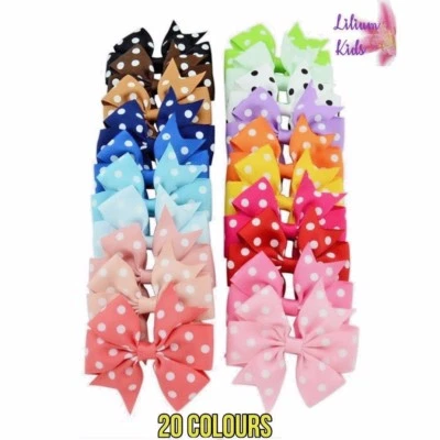 LILIUM KIDS Polka Dot Hair Bows - 3" Grosgrain Bows Hair Clips Slides on Clips Poka Dot Bows