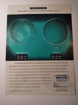 Surevue Simple Eye Test Lenses Vintage 1990s Print Ad