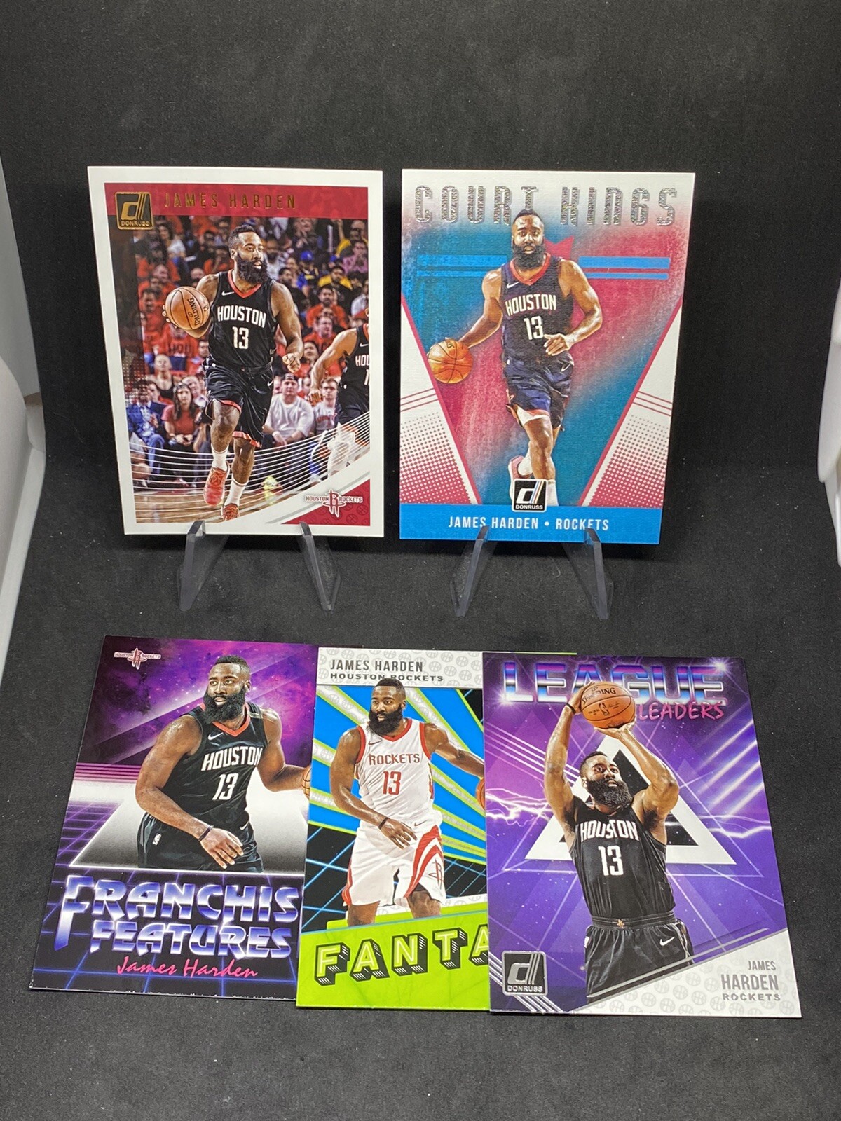 James Harden 5 Card Lot 2018-19 Donruss NBA. #72, Court Kings #1, Fantasy Stars