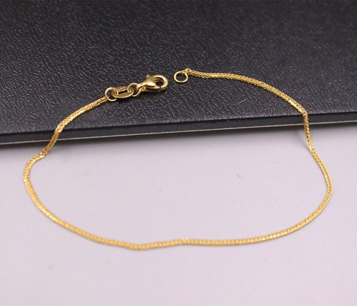 Pure 999 24K Yellow Gold Chain Lobster 1mm Thin Wheat Link Bracelet 1-1.3g 6.7in - Picture 6 of 6