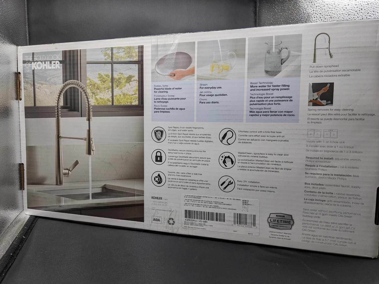 Kohler Vind 1PR33911-VS-AB Single Hole Pre-Rinse Kitchen Faucet-Stainless Steel