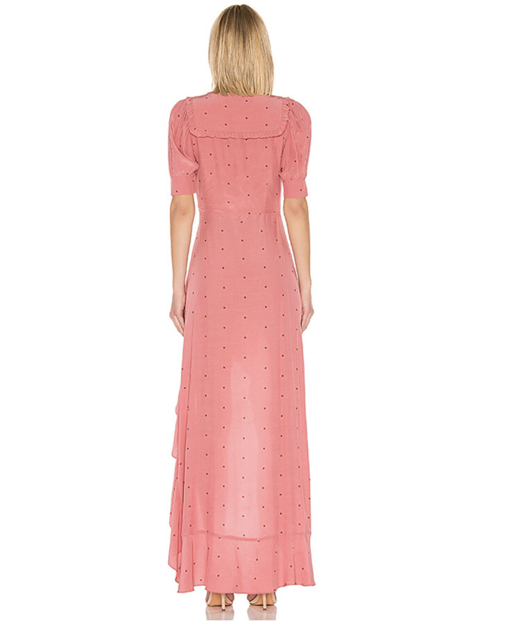For Love And Lemons Wrap Polka Dot Pink Long Short Dress Size S | eBay