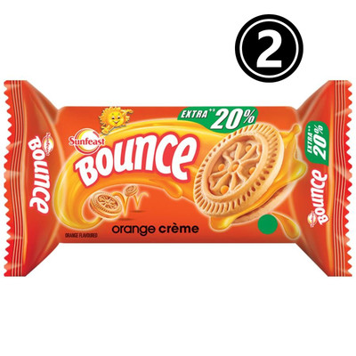 Sunfeast Bounce Orange Cream Biscuits 32g   Tangy Sweet Snack, Fresh & Tasty