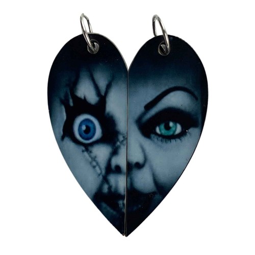 Chucky & Tiffany Matched Heart Pendants – Bride of Chucky Horror Couples Gift - Picture 2 of 7