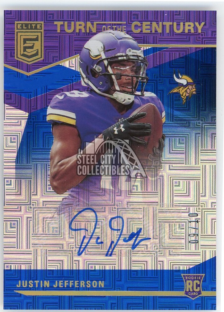 Justin Jefferson 2020 Donruss Elite Turn Of The Century Blue Rookie Auto 09/10