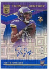 Justin Jefferson 2020 Donruss Elite Turn Of The Century Blue Rookie Auto 09/10