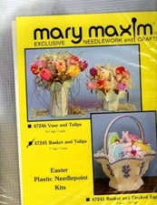 NOS MARY MAXIM BASKET AND TULIPS PLASTIC CANVAS KIT
