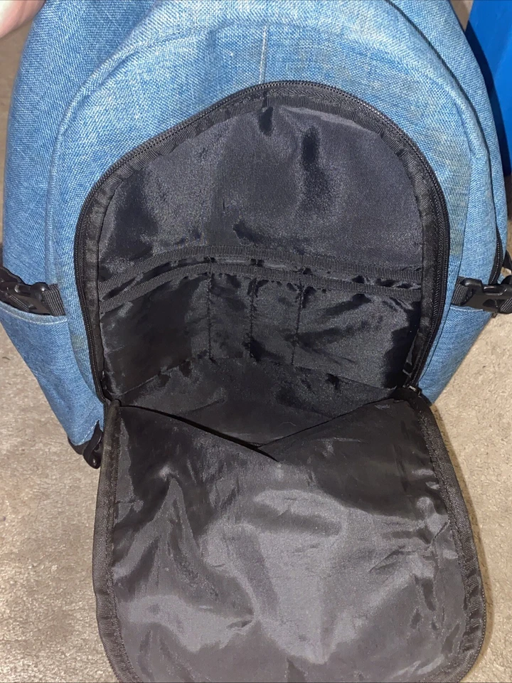 Mancro Mochila Grande Laptop Resistente al Agua con Cargador USB Azul Denim Foto 2 de 4