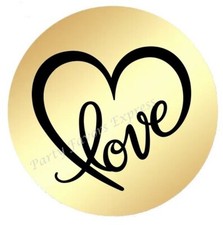 GOLD FOIL LOVE HEART VALENTINES DAY ENVELOPE SEALS LABELS STICKERS PARTY FAVORS