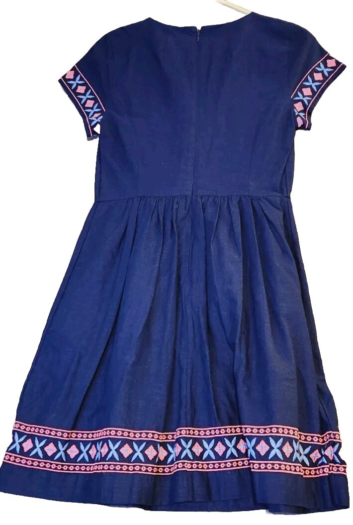 Vineyard Vines Lined Shift Dress Short Sleeve Embroidered Deep Bay