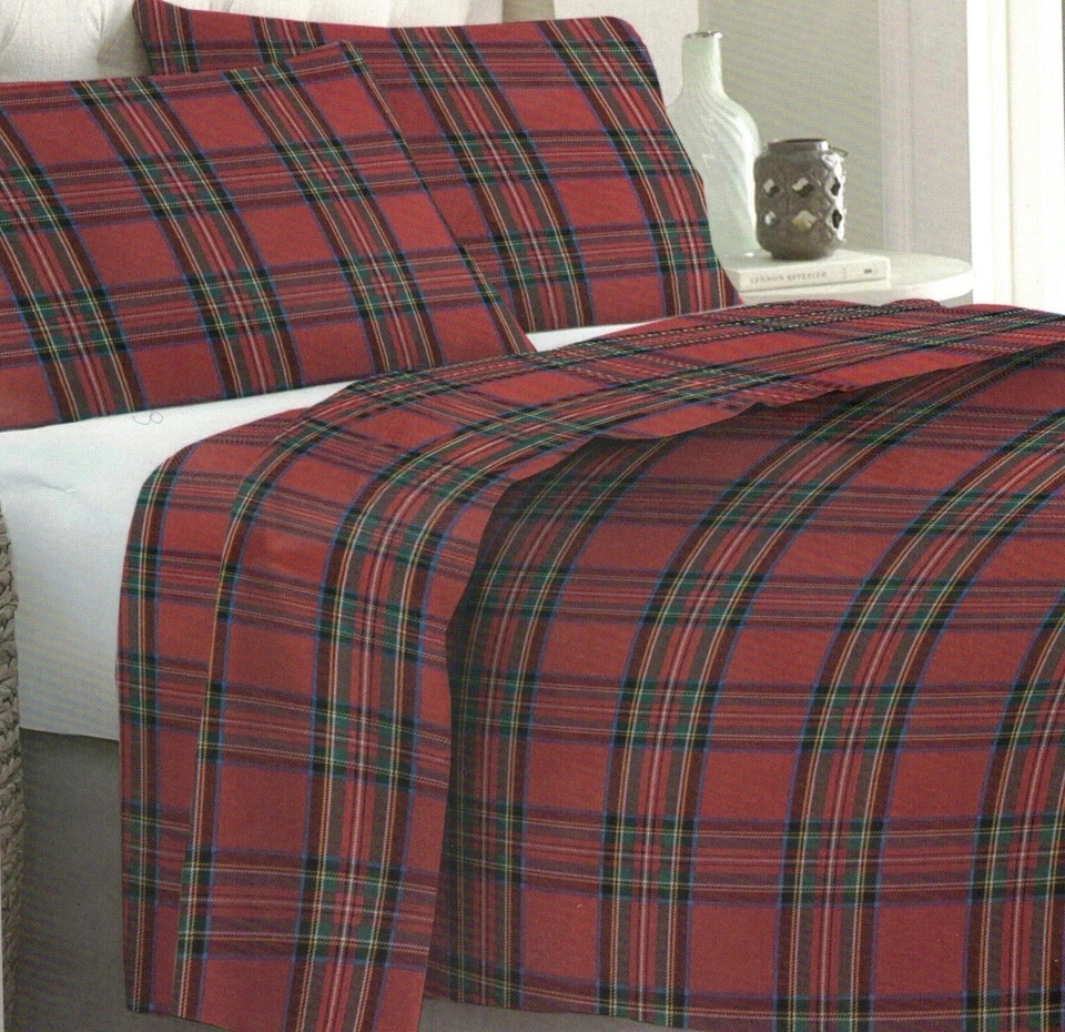 MONT BLANC LENZUOLA completo FLANELLA TARTAN SCOZZESE Matrimoniale MADE IN ITALY