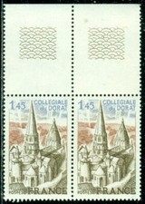 FRANCE SCOTT # 1544 PAIR, COLLEGIATE CHURCH OF DORAT, MINT, OG, NH, GREAT PRICE!