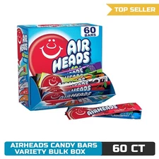 Airheads Candy Bars, Variety Bulk Box, Chewy Full Size Fruit Taffy