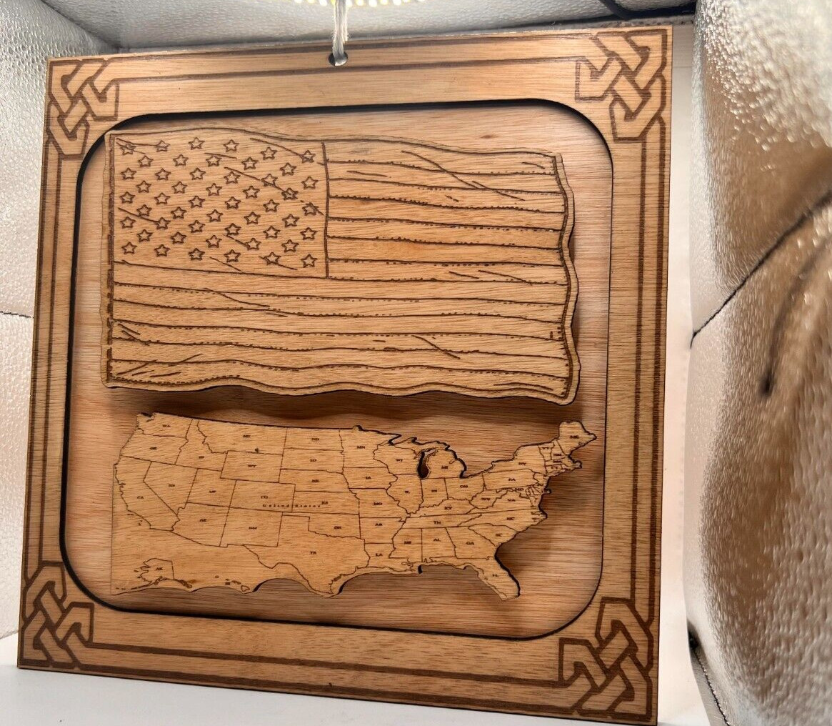 America us flag wood laser designer