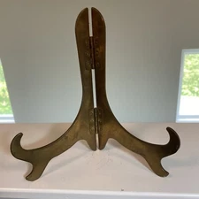 Vintage  BRASS FOLDING EASEL PLATE PICTURE STAND HOLDER Deco 7”