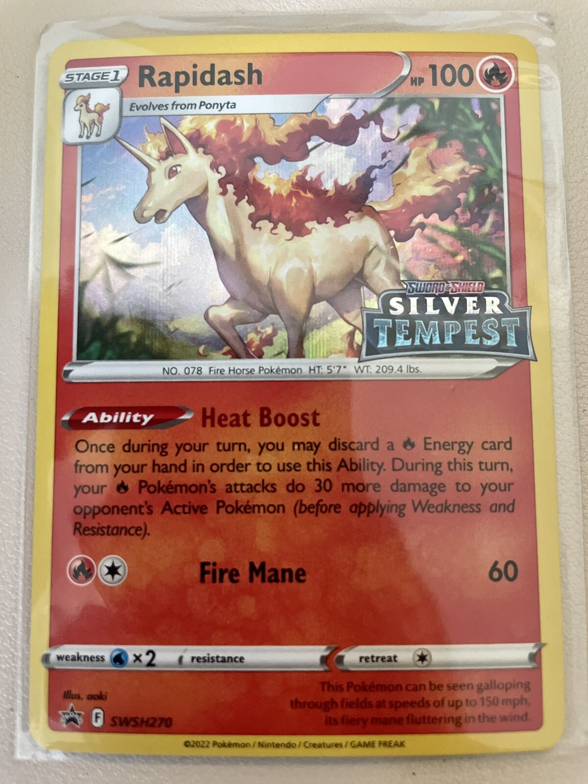 Pokémon TCG Rapidash SWSH Black Star Promos SWSH270 Holo Promo NM stamped