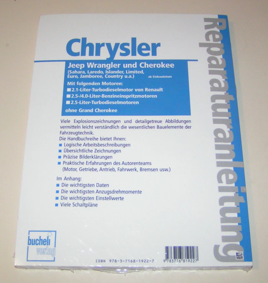 Reparaturanleitung Chrysler Jeep Wrangler Serie YJ / Cherokee Serie XJ - Bild 2 von 2