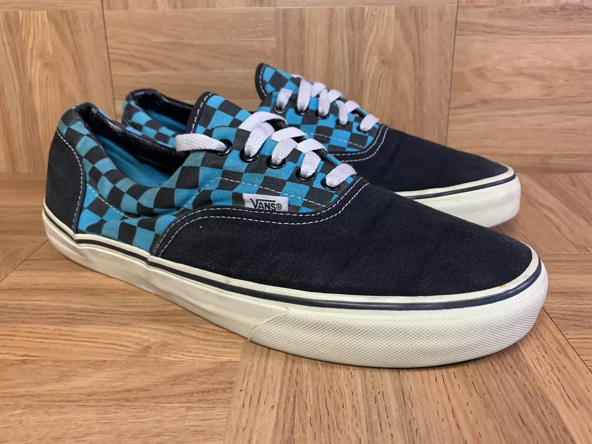 RARE VANS Era Classic Checkerboard Flag Black Aqua 11.5 Men s Shoes Sk8boardin