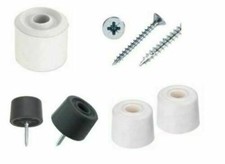 2 x White or Black Rubber Door Stop Stops Stopper 30mm + Screws