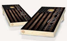American Flag We The People Dark Wood Cornhole Board Vinyl Wrap Laminated Decal