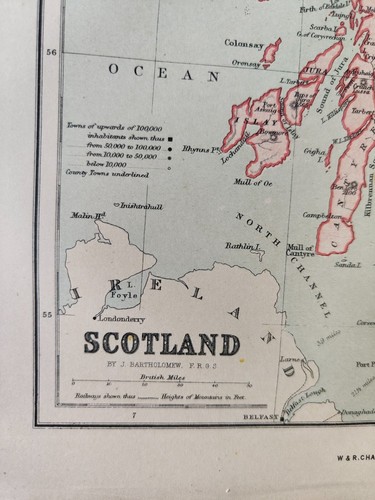 VINTAGE ORIGINAL COLOUR MAP-SCOTLAND- PUBL.W&R CHAMBERS LTD.- 1901 - Picture 4 of 4