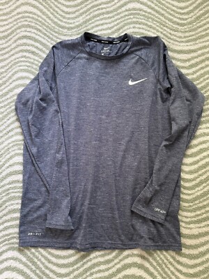NIKE Swim DRI-FIT Hydroguard Long Sleeve Men's Large Heather