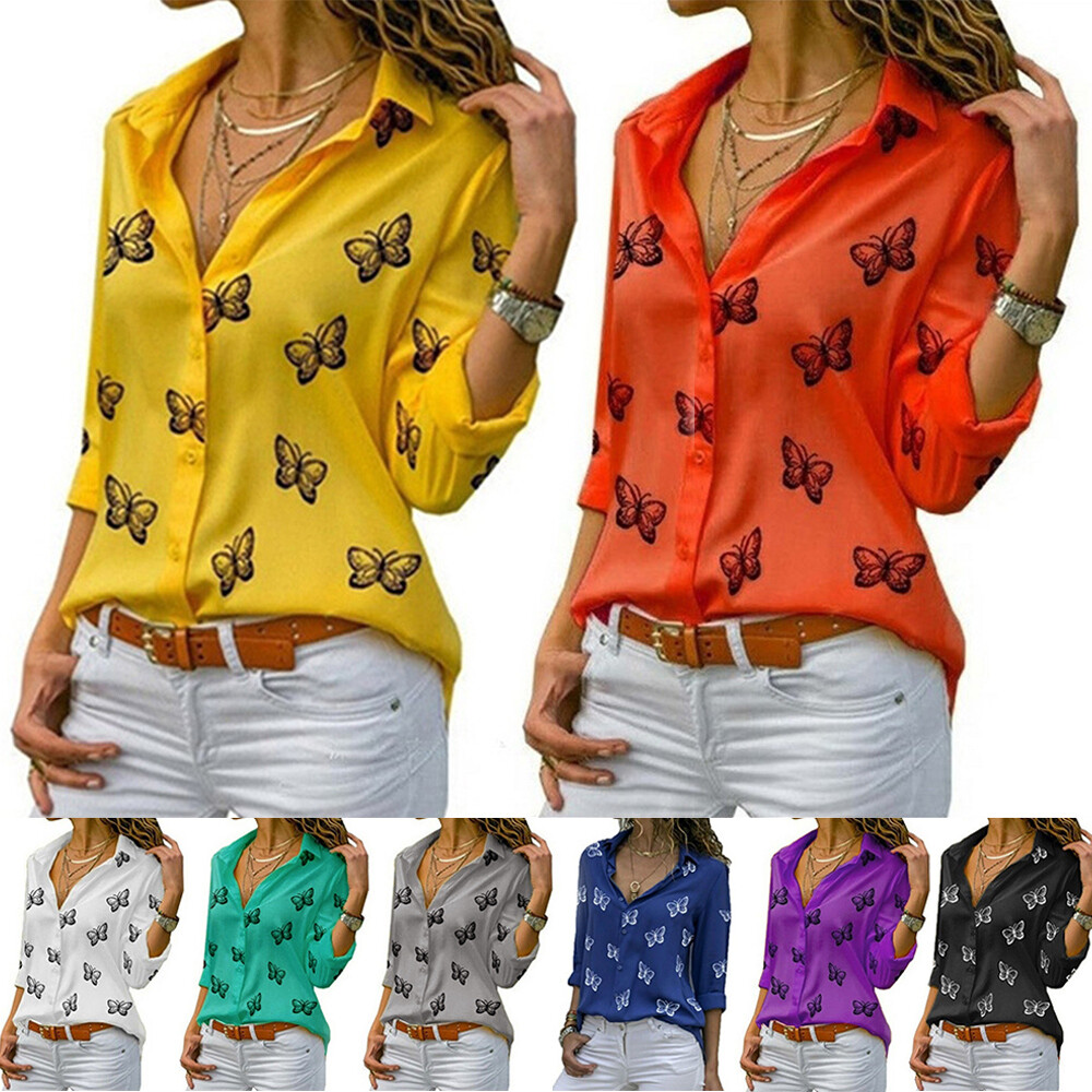 Camicetta da Donna Elegante Colletto Alto vestibilità Elegante Camicia Tinta Unita Leggero con Bottoni Top Lavoro Classica Manica Lunga Larga Camicetta Ufficio Casual Blusa