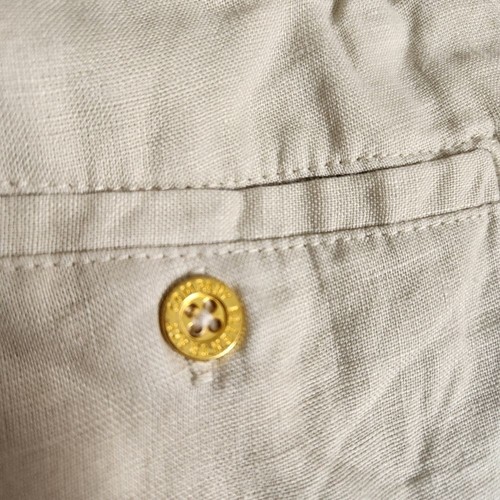 Pantaloncini Ellen Tracy in lino avorio taglia M pull-on breezy dettagli con coulisse oro NUOVI - Foto 8 di 11