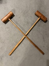 2 Very old Wooden Croquet Mallets - F.H. Ayres Ltd. London