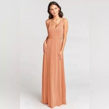 Show Me Your MuMu Jenn Maxi Dress Rusty Coral with Gold Metallic Sparkle