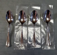4-Mikasa FRENCH COUNTRYSIDE Teaspoons Glossy Stainless Steel Set of 4 NEW