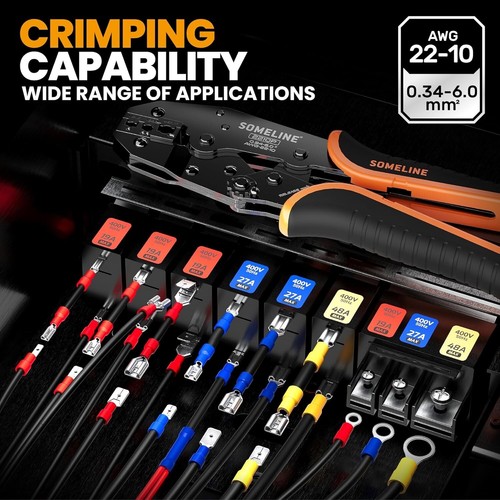 SOMELINE® Kit di Utensili per Crimpatura Terminali a Filo Isolati, Set di Utensili per Crimpatura con 39 - Foto 3 di 8