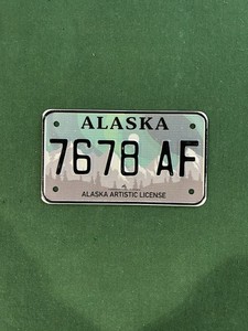 Alaska Artistic Council On The Arts  Motorcycle License Plate. 7678 AF